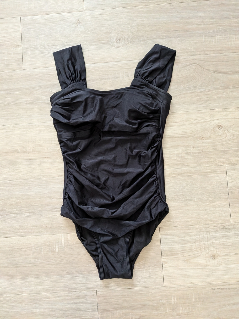 Albion Fit Black Ruched One-Piece Swimsuit